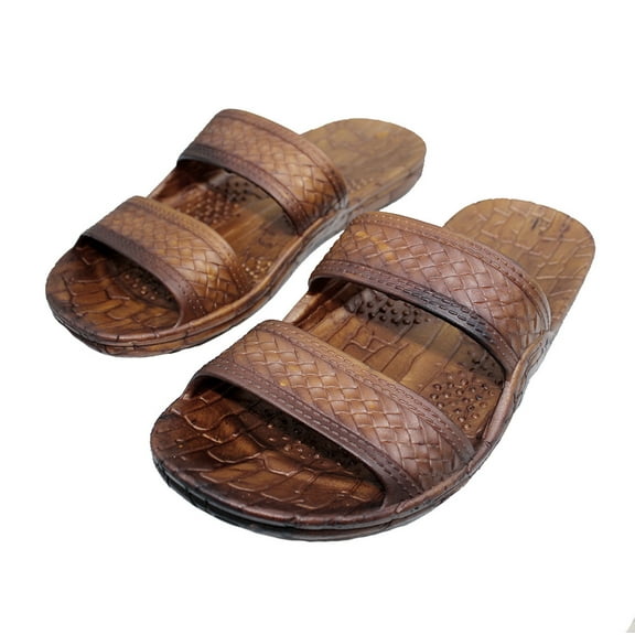 Rubber Double Strap Jesus Sandals By Imperial Hawaii for Women Men and Teens (Womens Size 9, Mens size 7.Brown)