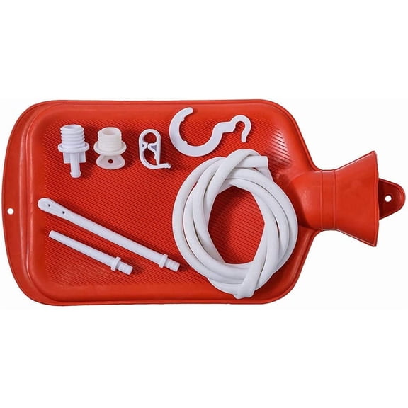 Rubber Douche / Enema Bag, Hot Water Bottle Combination System Kit for Men and Women, Reusable Colonic Kit Used for Coffee and Water Manual Pressure Enema