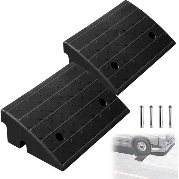 Rubber Driveway Curb Ramps 6 Inch Rise - 6,600LBS Heavy Duty Rubber Curb Ramp for Sidewalks Threshold Ramps for Vehicles Cars, Motorcycles, Bikes (2 Pack)