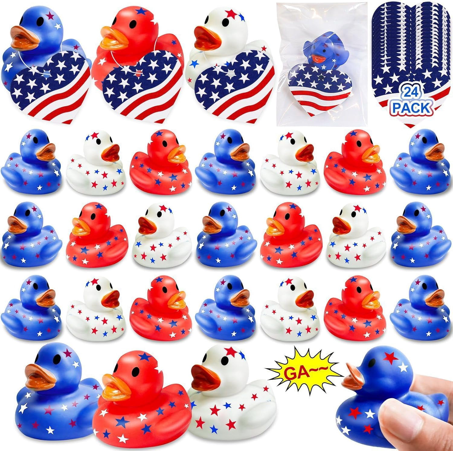 Rubber Duck Bath Toys, 24 Pack 2 Inch Mini Squeaky Ducks With Cards For ...