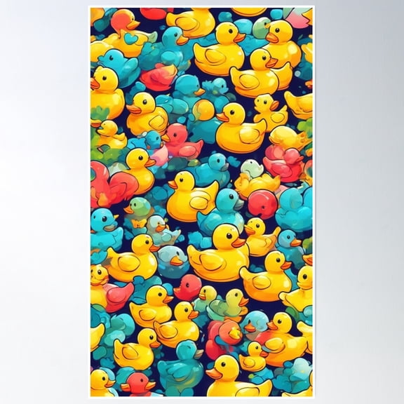 Rubber Duck Bath Yellow Duck Cartoon Pattern Poster Wall Art Home Decor Office Wall Art