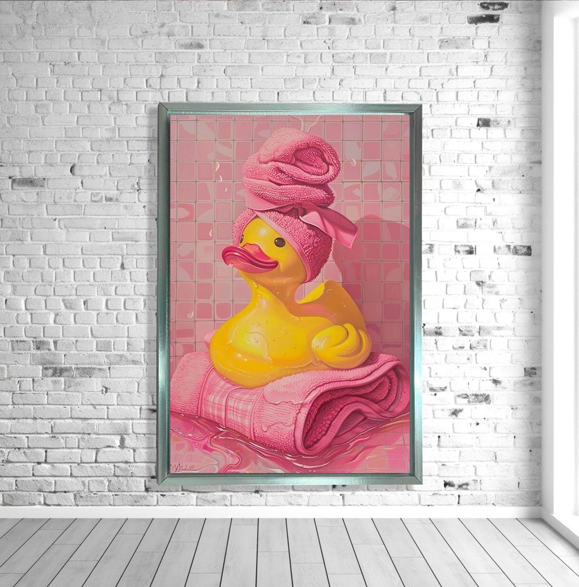 Rubber Duck Bathroom Art, Cute Pink Wall Decor, Duck, Kids Bathroom ...