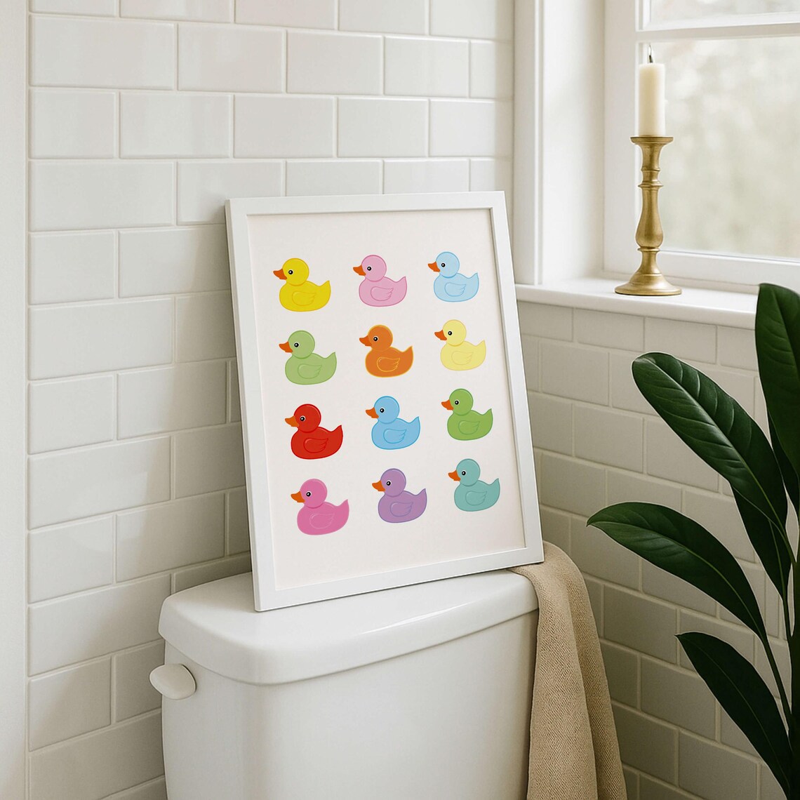 Rubber Duck Bathroom Poster, Cute Bathroom Wall Art, Colorful Wall Art ...