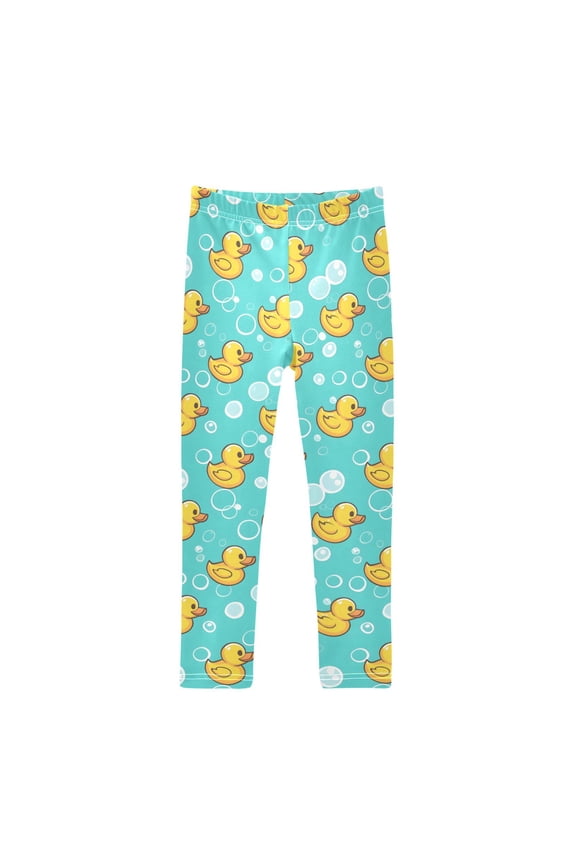 Rubber Duck Bubbles Pattern Printed Leggings Yoga Pants for in 4t to 10t