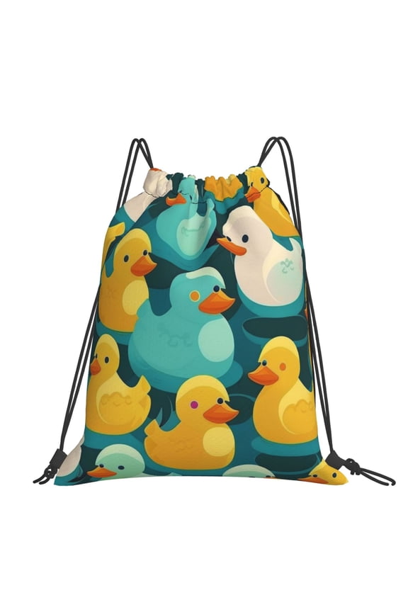 Rubber Duck Colorful Cartoon Large Drawstring Backpack Casual Cinch Sack Bag Backpack for Sports Hiking Travel Gym