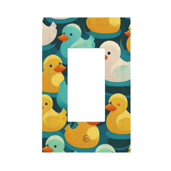 Rubber Duck Colorful Cartoon Light Switch Cover Decorator Single Gang Wall Plate 1-Gang Receptacle Outlet Decor
