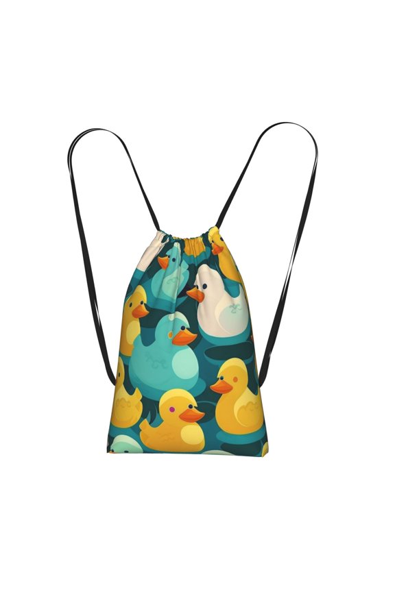 Rubber Duck Colorful Cartoon Packable Drawstring Backpack, Lightweight Foldable Cinch Storage Bag for Gym Travel Shopping