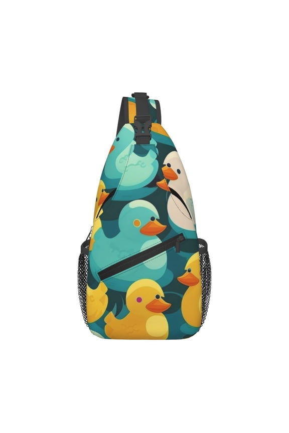 Rubber Duck Colorful Cartoon Sling Backpack Shoulder Chest Crossbody Bag Causal Travel Hiking Daypack