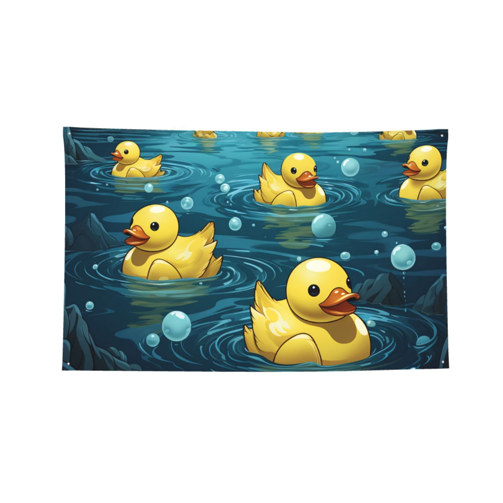 Rubber Duck Cool Yellow Ducks Four Hole Decorated Banner Flag for Garden Yard Home Decoration Indoor Outdoor 4x6 Ft