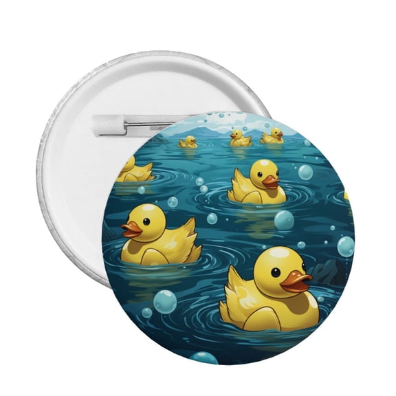 Rubber Duck Cool Yellow Ducks Round Button Pin Badge 5PCS Pinback Buttons Lapel Pin for Jacket, Backpack, Hat, Party Favor, Gift