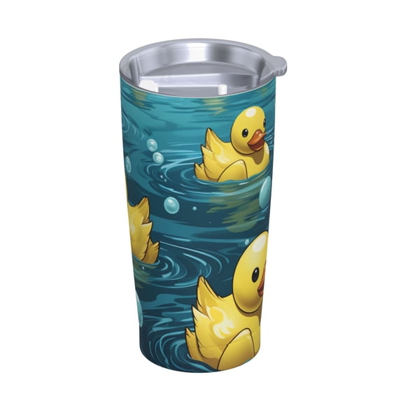 Rubber Duck Cool Yellow Ducks Stainless Steel Tumbler with Lid and Straw 20oz Vacuum Insulated Travel Mug for Hot & Cold Drinks Coffee Wine Water Cup