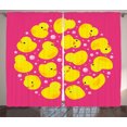 thumbnail image 1 of Ambesonne Rubber Duck Curtains 2 Panel Set, Bubbles Hot Pink, 108" x 84", Yellow Pink, 1 of 3