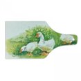 thumbnail image 1 of Rubber Duck Cutting Board, Goose in Farm Lake Plants Grass Reeds Flowers Pond Animals Geese Feathers, Tempered Glass Cutting and Serving Board, Wine Bottle Shape, Green and White, by Ambesonne, 1 of 1