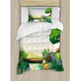 thumbnail image 1 of Rubber Duck Duvet Cover Set Twin Size, Cartoon Mother and Ducklings River Kids Fun Farm Animals Print Outdoor Feathers, Decorative 2 Piece Bedding Set with 1 Pillow Sham, Multicolor, by Ambesonne, 1 of 3