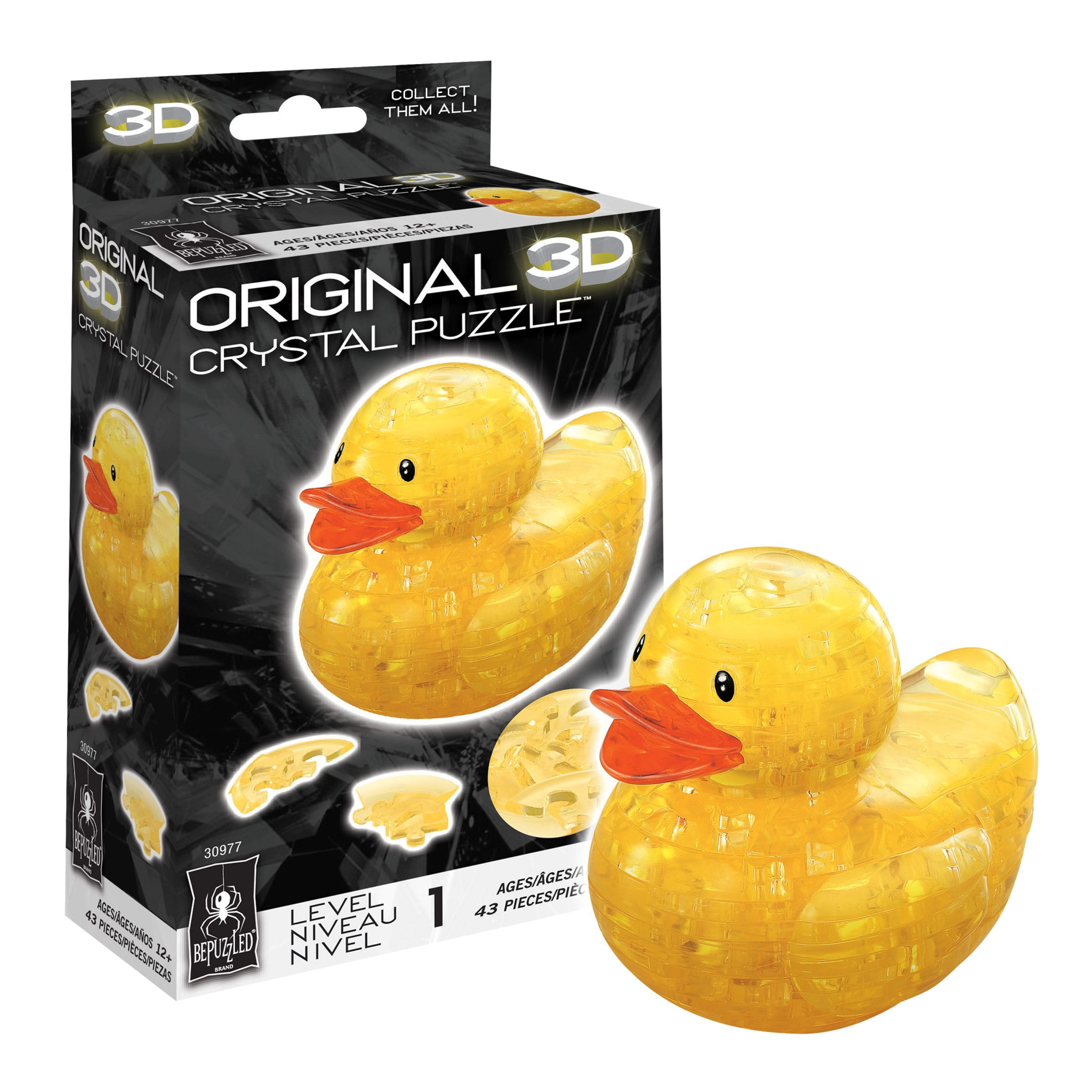Translucent Yellow Rubber Duck 3D Crystal Puzzle