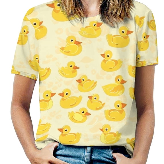 Rubber Duck Pattern-11 Women's T-Shirt Short Sleeve T Shirts Tops Tee Ladies Loose T