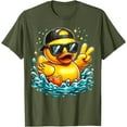 thumbnail image 1 of Rubber Duck Peace Sign Funny Unisex Softstyle T-Shirt,Military Green Color,Size 3XL, 1 of 5