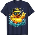 thumbnail image 1 of Rubber Duck Peace Sign Funny Unisex Softstyle T-Shirt,Navy Color,Size YL, 1 of 5