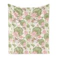 thumbnail image 1 of Rubber Duck Soft Flannel Fleece Blanket, Mandarin Ducklings in Lake Flowers Lilies Vintage Print River Nature, Cozy Plush for Indoor and Outdoor Use, 50" x 70", Pink Green and White, by Ambesonne, 1 of 5