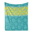 thumbnail image 1 of Rubber Duck Soft Flannel Fleece Throw Blanket, Cartoon Style Duckies Swimming in Water Pattern Fun Bubbles Aqua Colors, Cozy Plush for Indoor and Outdoor Use, 60" x 80", Teal Blue, by Ambesonne, 1 of 5