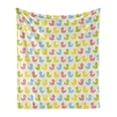 thumbnail image 1 of Rubber Duck Soft Flannel Fleece Throw Blanket, Colorful Ducklings Baby Animals Theme Pastel Girls Boys Newborn, Cozy Plush for Indoor and Outdoor Use, 50" x 60", Yellow Green, by Ambesonne, 1 of 6