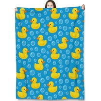 Rubber Duck Throw Blanket Gifts for Adults Kids, Cartoon Duck Blankets for Living Room Bedroom Decor, Fuzzy Warm Flannel Plush 60x50 Inch