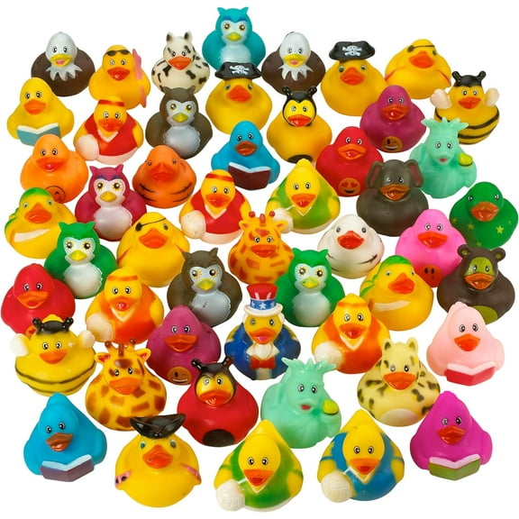 Rubber Duck Toy Duckies for Kids - 25 Pack - Sensory Play, Stress Relief, Stocking Stuffers, Bath Birthday Gifts Baby Showers Classroom Incentives, Summer Beach and Pool Activity - Style 2