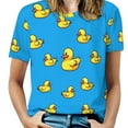 thumbnail image 1 of Rubber Ducks Blue Pattern Women's Short Sleeve T-Shirt Crew Neck Casual Summer Trendy Loose Fit Tops, 1 of 6