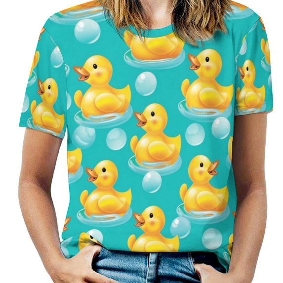 Rubber Ducks Bubble Bath-1 Women's Short Sleeve Tops Casual Blouses T Shirt