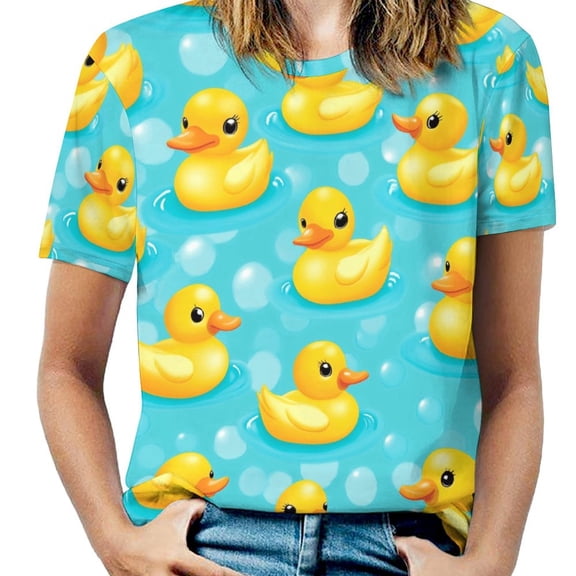 Rubber Ducks Bubble Bath-3 Women's T-Shirt Short Sleeve T Shirts Tops Tee Ladies Loose T