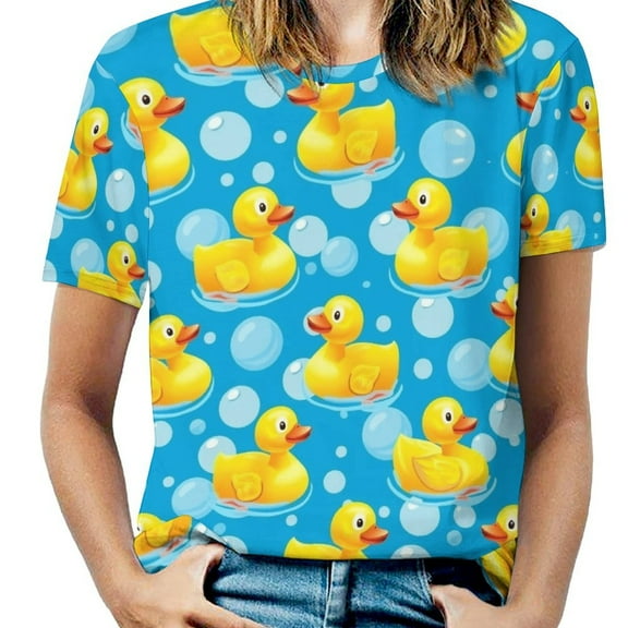 Rubber Ducks Bubble Print T Shirts Basic T-Shirt Short Sleeve Ladies Tee Shirt Summer Graphic Clothing