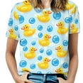 thumbnail image 1 of Rubber Ducks Bubbles Pattern Women's Short Sleeve T-Shirt Crew Neck Casual Summer Trendy Loose Fit Tops, 1 of 6