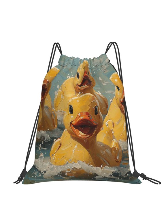 Rubber Ducks Funny Vintage Large Drawstring Backpack Casual Cinch Sack Bag Backpack for Sports Hiking Travel Gym