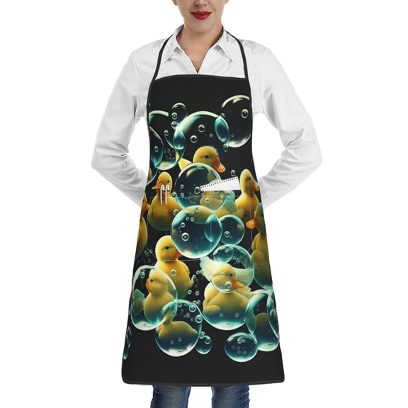 Rubber Ducks In Soap Bubbles Apron with Pocket Cooking Waterproof Bib Aprons for Kitchen Baking Chef Gardening BBQ