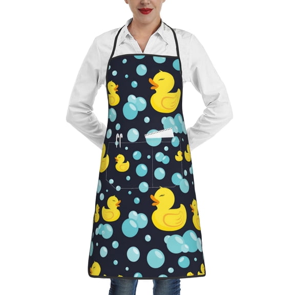 Rubber Ducks In Soap Bubbles Apron with Pocket Cooking Waterproof Bib Aprons for Kitchen Baking Chef Gardening BBQ