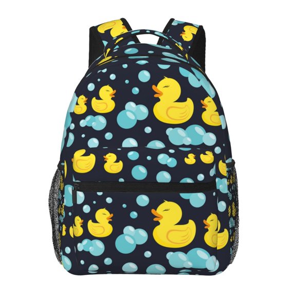 Rubber Ducks In Soap Bubbles Backpack Casual College Bag Zipper Laptop Daypack Hiking Rucksack Travel