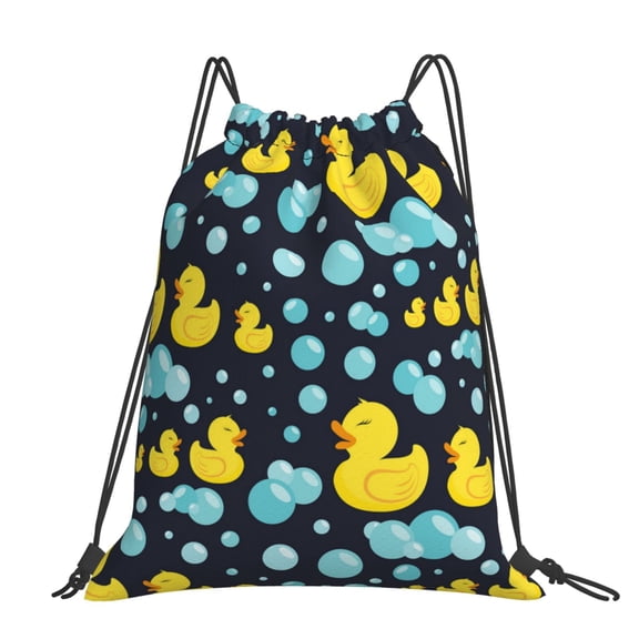 Rubber Ducks In Soap Bubbles Large Drawstring Backpack Casual Cinch Sack Bag Backpack for Sports Hiking Travel Gym