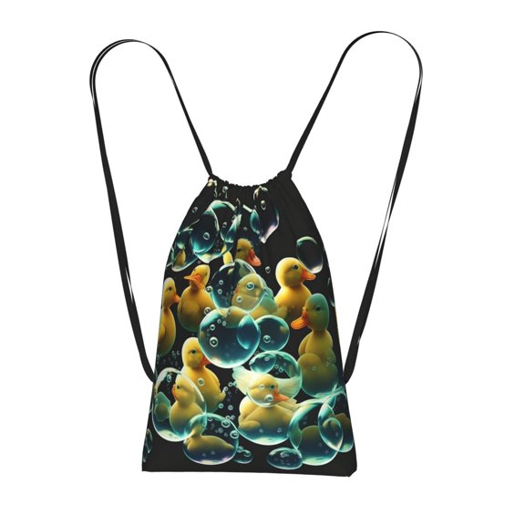 Rubber Ducks In Soap Bubbles Packable Drawstring Backpack, Lightweight Foldable Cinch Storage Bag for Gym Travel Shopping