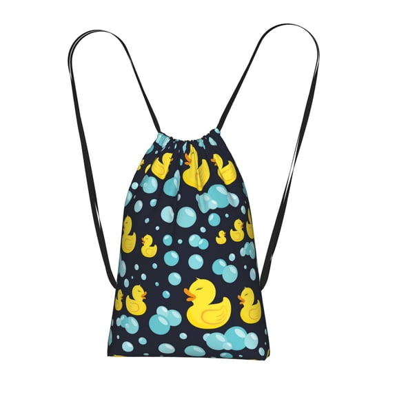 Rubber Ducks In Soap Bubbles Packable Drawstring Backpack, Lightweight Foldable Cinch Storage Bag for Gym Travel Shopping