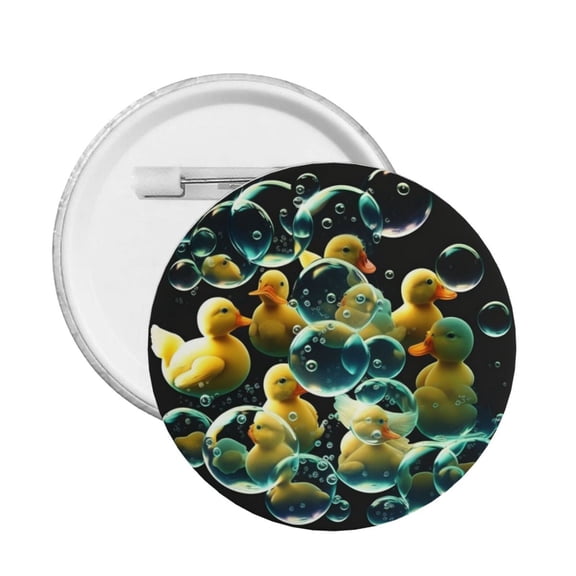Rubber Ducks In Soap Bubbles Round Button Pin Badge 5PCS Pinback Buttons Lapel Pin for Jacket, Backpack, Hat, Party Favor, Gift