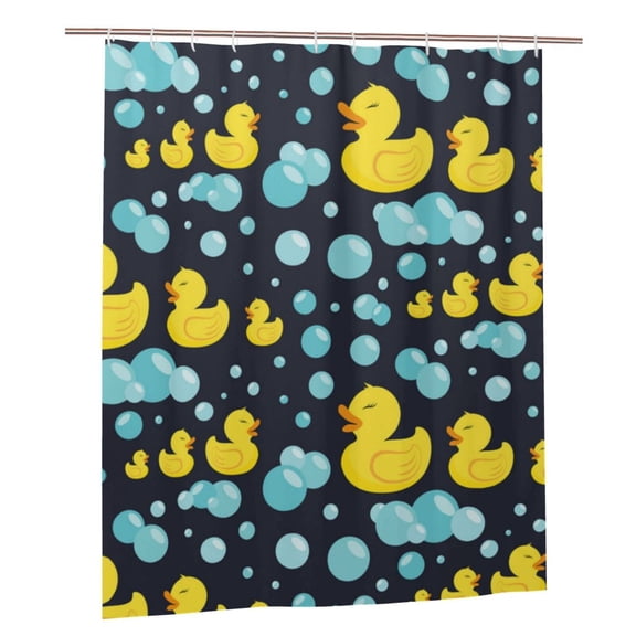 Rubber Ducks In Soap Bubbles Shower Curtain Set with Hooks Plastic Waterproof Bath Curtains 60X72 Inches for Bathroom Decor