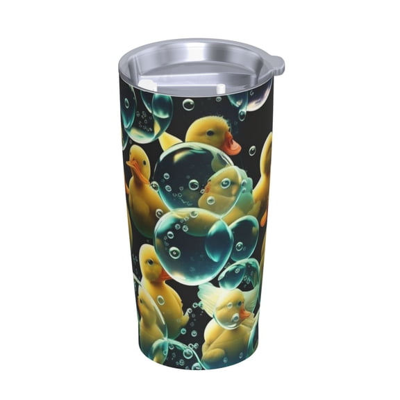 Rubber Ducks In Soap Bubbles Stainless Steel Tumbler with Lid and Straw 20oz Vacuum Insulated Travel Mug for Hot & Cold Drinks Coffee Wine Water Cup