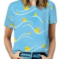 thumbnail image 1 of Rubber Ducks Waves Blue Women's Short Sleeve Tops Casual Blouses T Shirt, 1 of 6