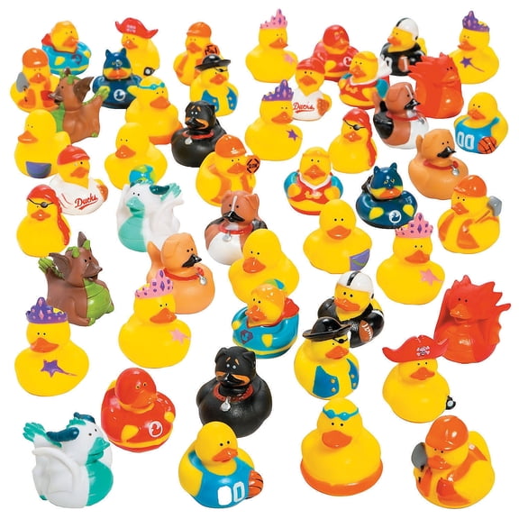 Fun Express Rubber Ducky Assortment, Party Favors, School Supplies, Carnival - 50 Count