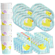 Rubber Ducky Birthday Party Supplies Set Plates Napkins Cups Tableware Kit for 16