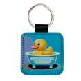 thumbnail image 1 of Rubber Ducky Duck Cute Faux Leather Square Keychain, 1 of 7