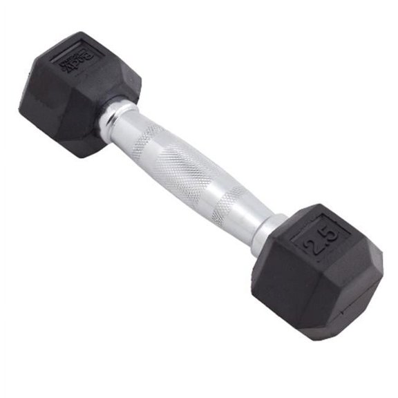 Rubber Encased Hex Dumbbell, 55 lbs