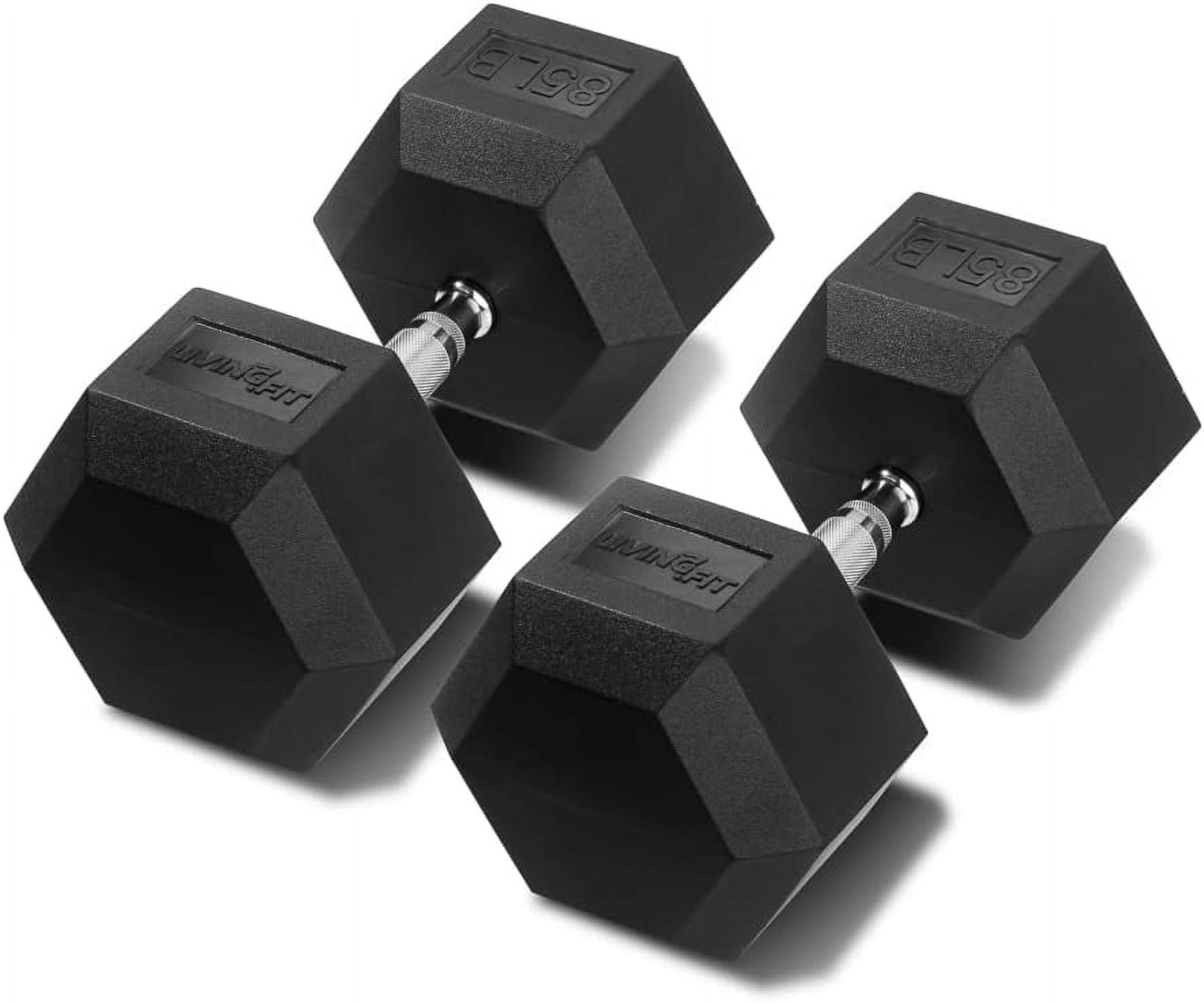 Rubber Encased Hex Dumbbell Hand Weights. Single Dumbbells Or Dumbbell Pairs. 5LB To 100 LB