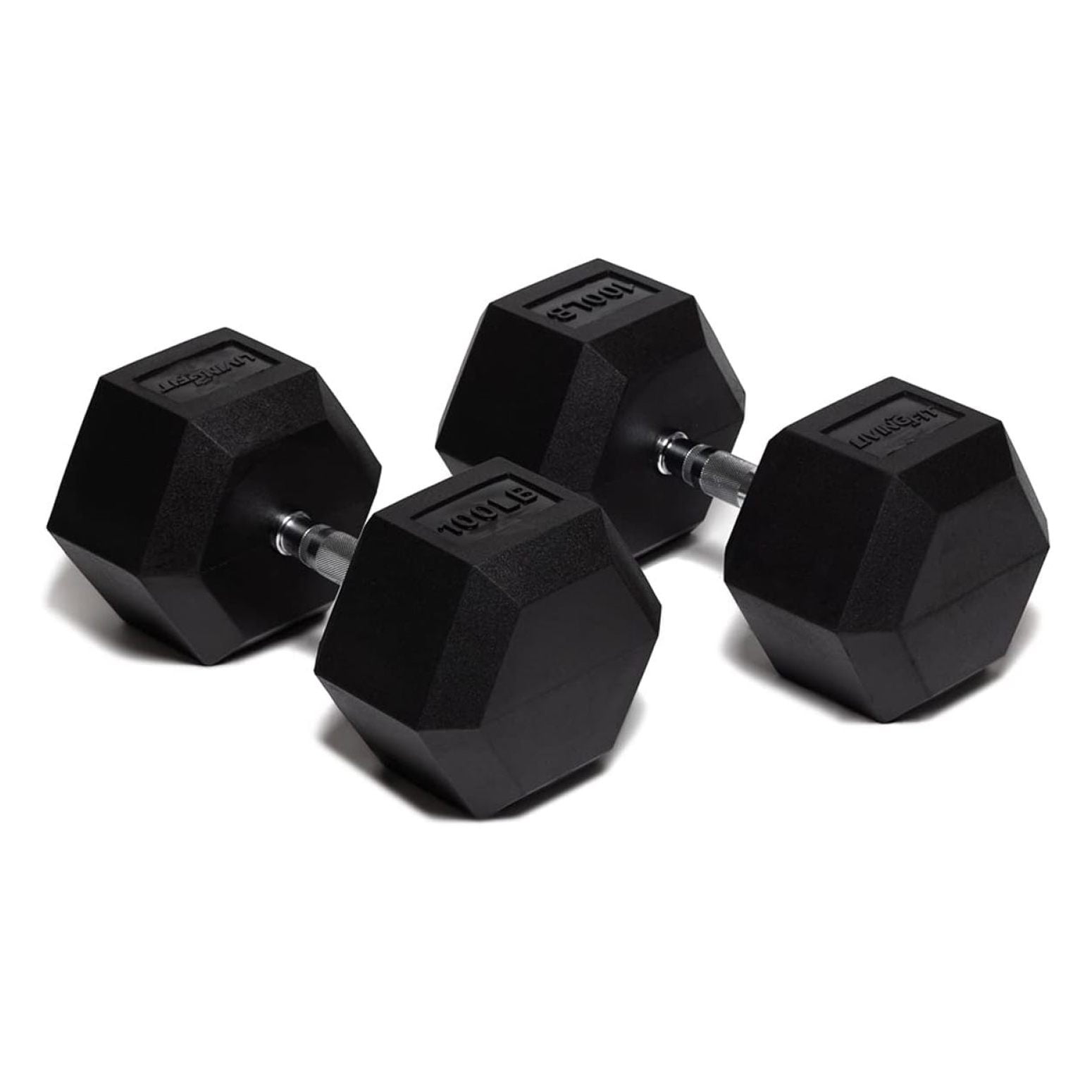 Rubber Encased Hex Dumbbell Hand Weights. Single Dumbbells or Dumbbell