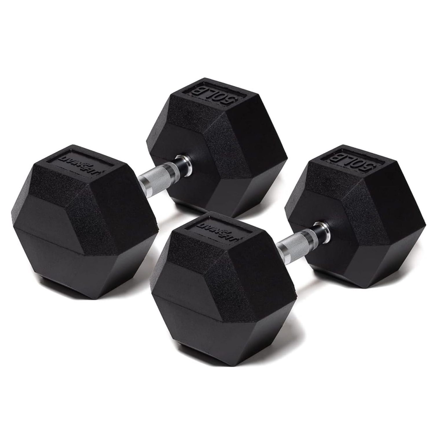 Rubber Encased Hex Dumbbell Hand Weights. Single Dumbbells or Dumbbell